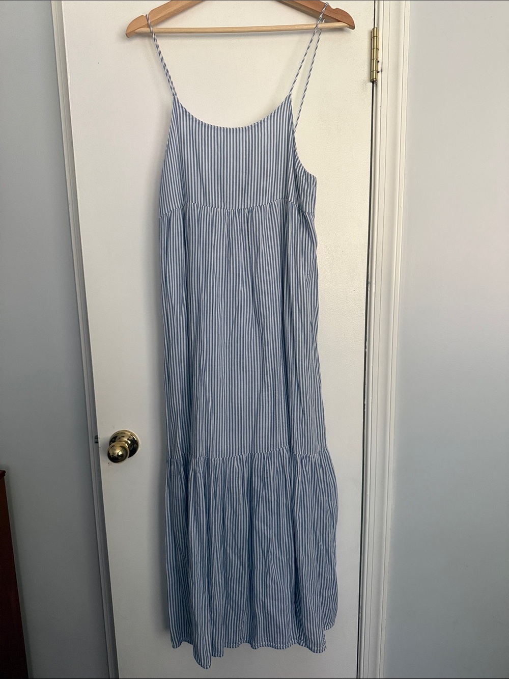NWOT Abbeline (South Moon Under) Light Blue and White Striped Maxi Sundress